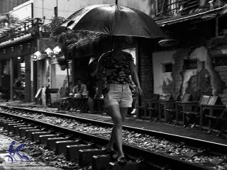 Walking along Hanoi Train Street