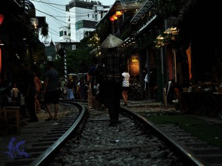 Walking along Hanoi Train Street