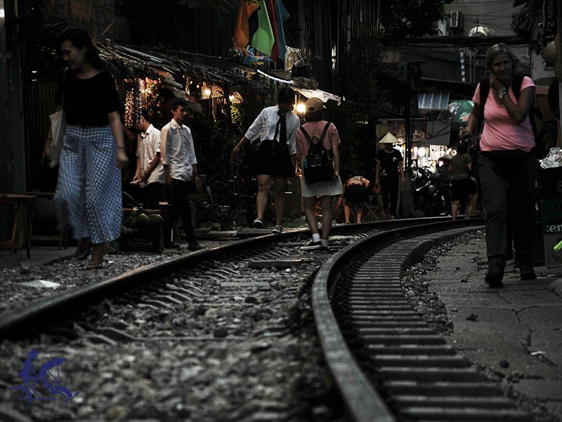 Walking along Hanoi Train Street