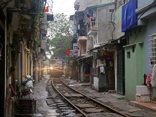 Walking along Hanoi Train Street